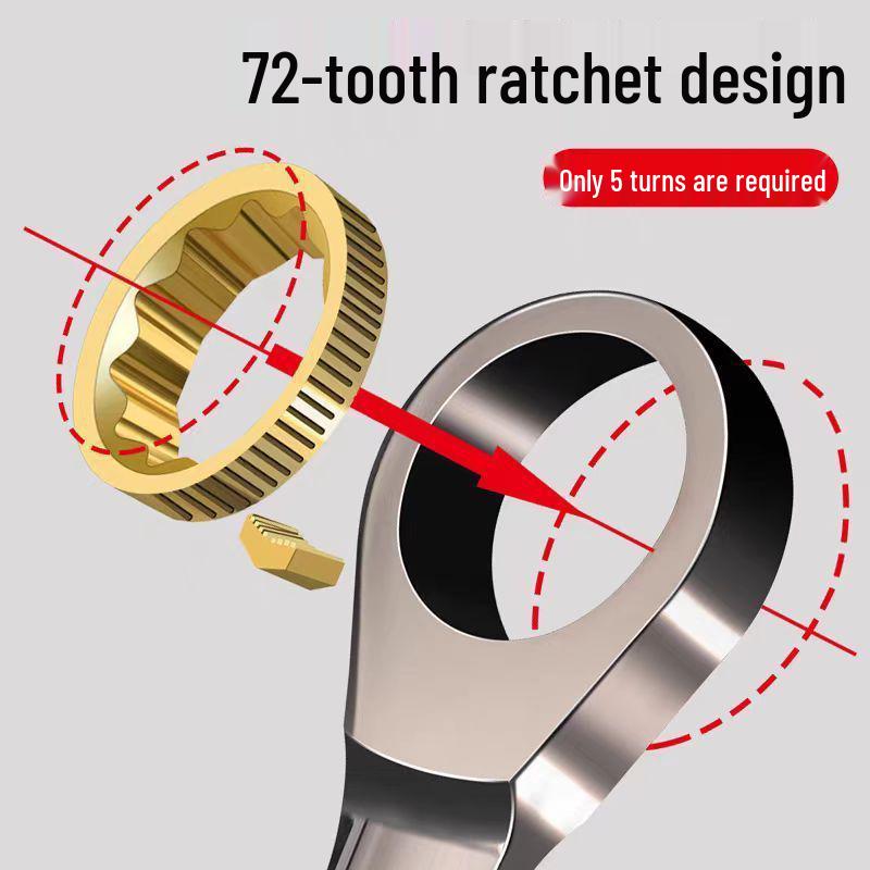 72-Tooth Dual-Head Ratchet Wrench Set - Open- and Box-End, Labor-Saving Bidirectional Tool for Auto Repair.