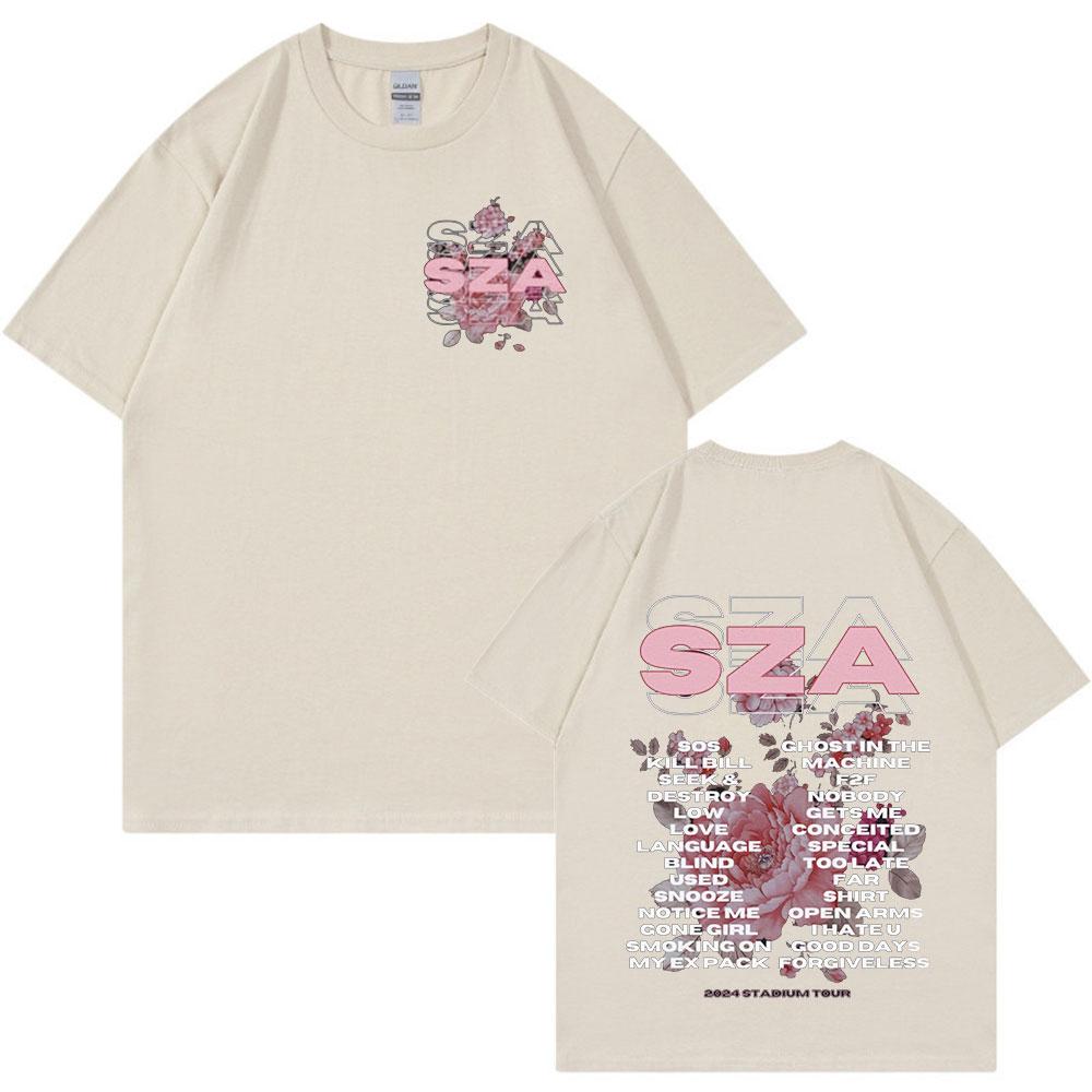 Rapper SZA SOS Australia Tour T Shirt Men Women Fashion Vintage Hip Hop Harajuku Tshirts Unisex Pure Cotton T Shirts Fans Gift