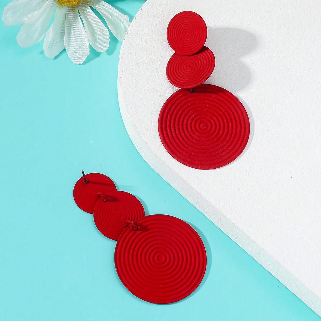 Jewelry geometric design sense temperament personality mosquito coil disc fashion red retro European and American exaggerated earrings