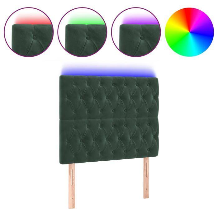 VidaXL Tête de Lit à LED Meuble de Chambre à Coucher Accessoire de Lit Simple Tête de Cadre de Lit Intérieur Vert Foncé 3122805