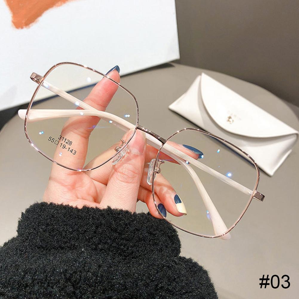 Fashion Large Frame Anti Blue Light Glasses Metal Frame Glasses Lightweight Comfortable Transparent Glasses For Women Men