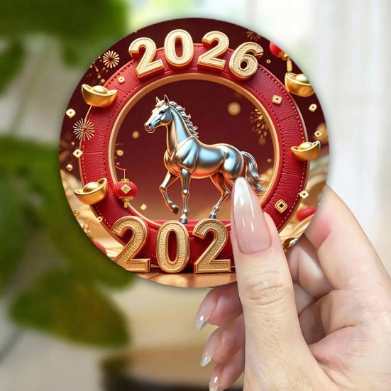 1/4Pcs Year of The Horse Refrigerator Magnet 2026 Chinese Zodiac Horse Acrylic Fridge Magnet Home Kitchen New Year Decoration
