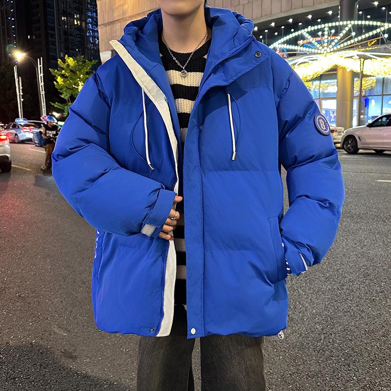 

Мужская зимняя куртка из пуха, утолщенная, теплая и свободная, универсальность в гонконгском стиле, повседневная хлопковая куртка с капюшоном, модная хлопковая одежда 4XL синий
