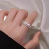 Sweet Cute Double Layered Bowknot Rings for Women Girls Light Luxury Exquisit Silver Color Adjustable Rings Jewelry Accessories