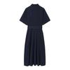 European Spring Women's Short-Sleeve Waist-Cinching Shirt Dress