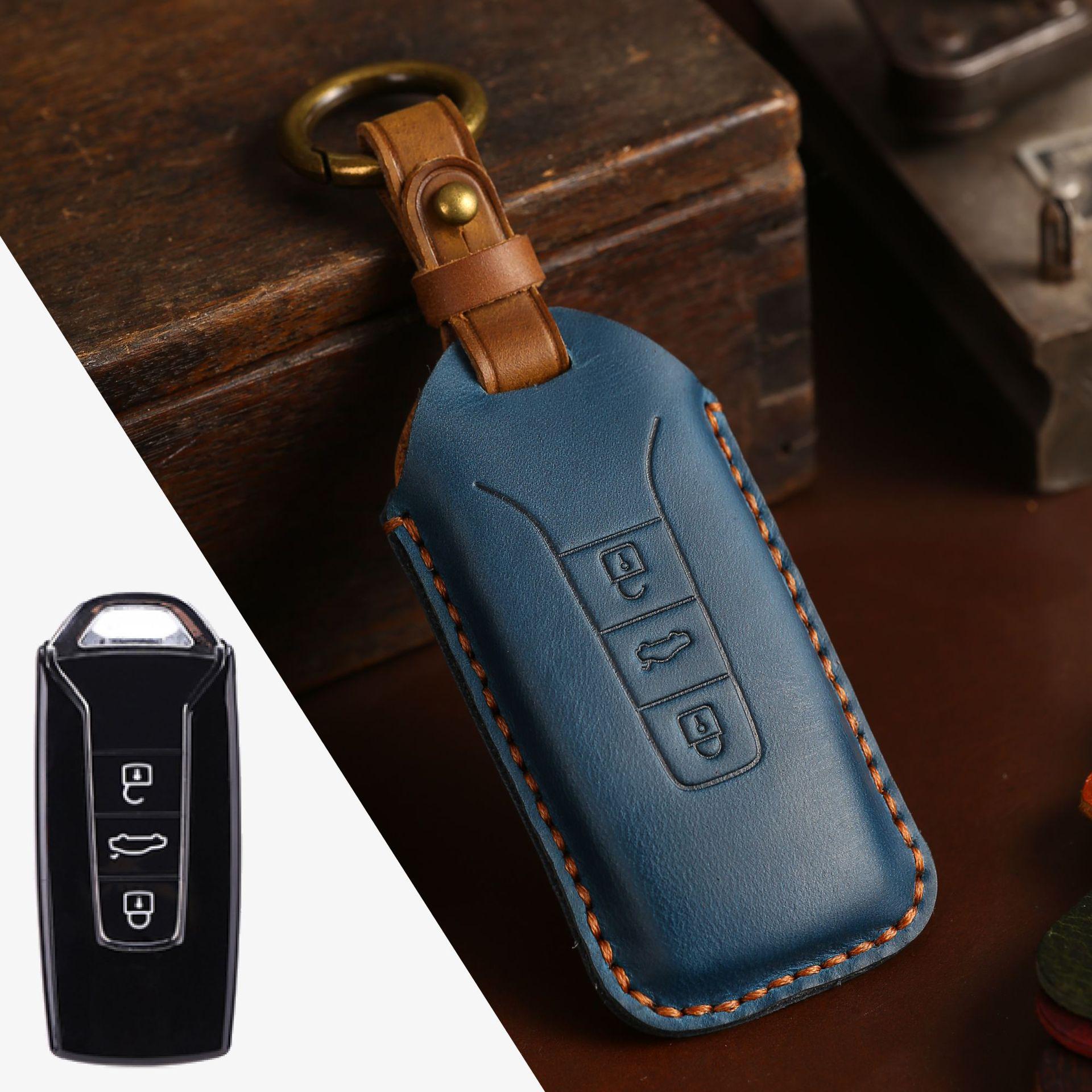 Genuine Leather Handmade Key Cover for Volkswagen Touareg