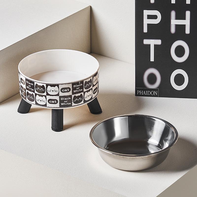 Non-Slip Stainless Steel Pet Bowl - High-Footed Design for Cat & Dog Neck Protection