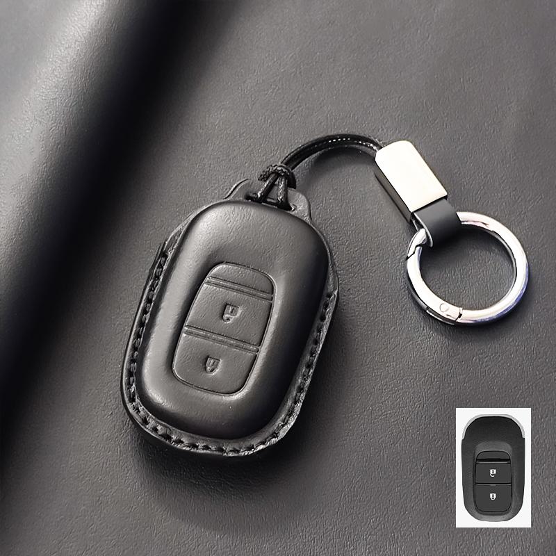 Genuine Leather Car Key Case Cover Fob For Honda Accord Civic 11Th    Hr-V Cr-V Pilot Sport Si Ex Keychain Protector