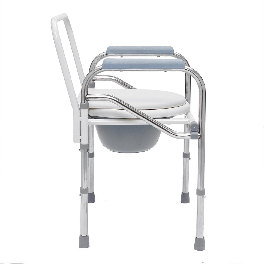 Toilet Foldable Adjustable Commode Chair Closestool Chamber Pot For Elderly Men Silver Stainless Steel Portable Potty Chair
