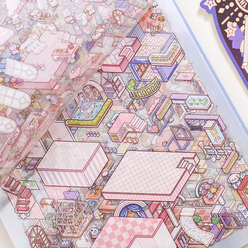 Light Luxury Cartoon Miniature Scene Sticker Book: Creative Fun DIY Stickers