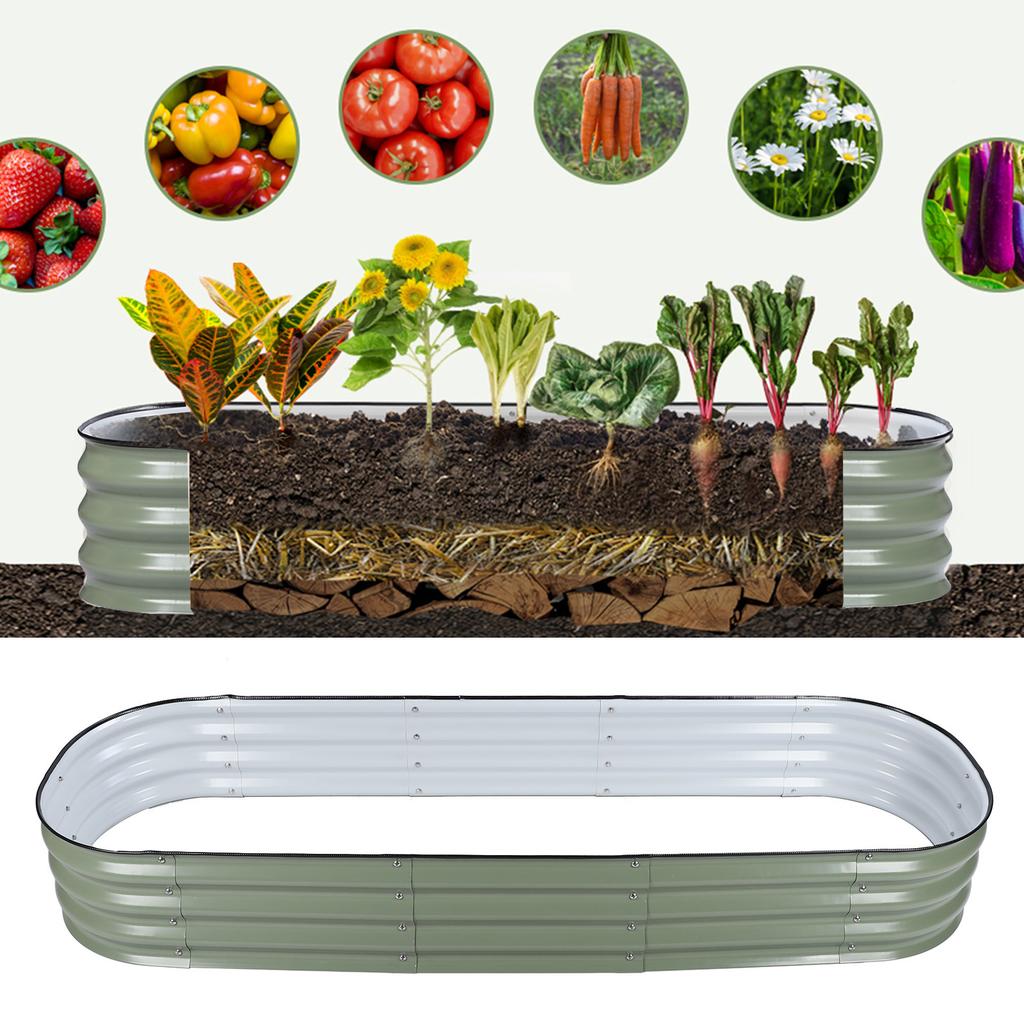 Raised Garden Bed Kit   Stylish Metal Raised Planter Bed with Installation Parts for Vegetables Flowers Ground Planter Box