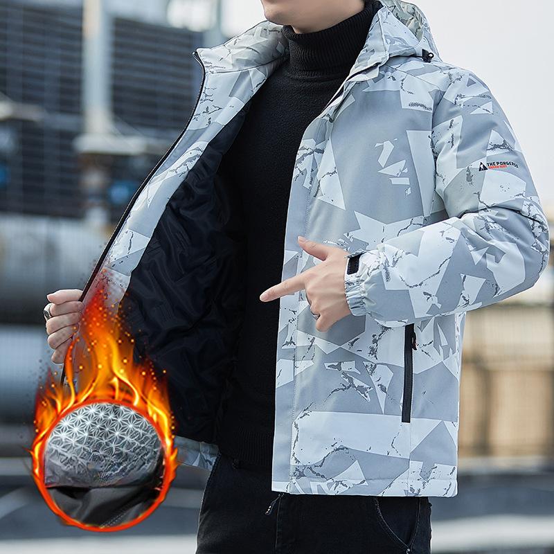 Jacket Men's Removable Hooded Jacket Winter Fleece Thickened Windproof Waterproof Outdoor Hiking Suit