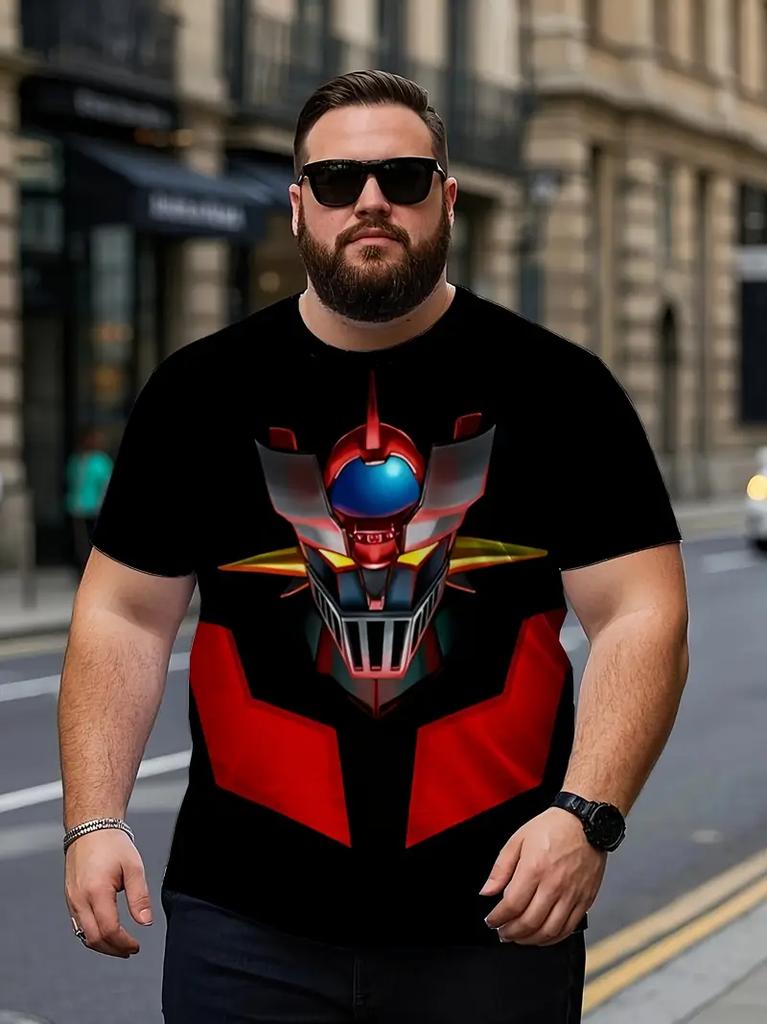 Classic Anime Mazinger Z Robot 3D Printed T-shirt Summer Men's Cartoon Short Sleeved Shirt Harajuku Street Casual Round Neck Pullover