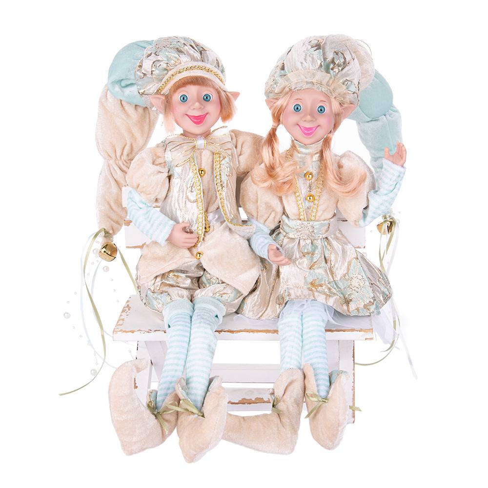 Macaron-colored Christmas Elf Couple Plush Ornament