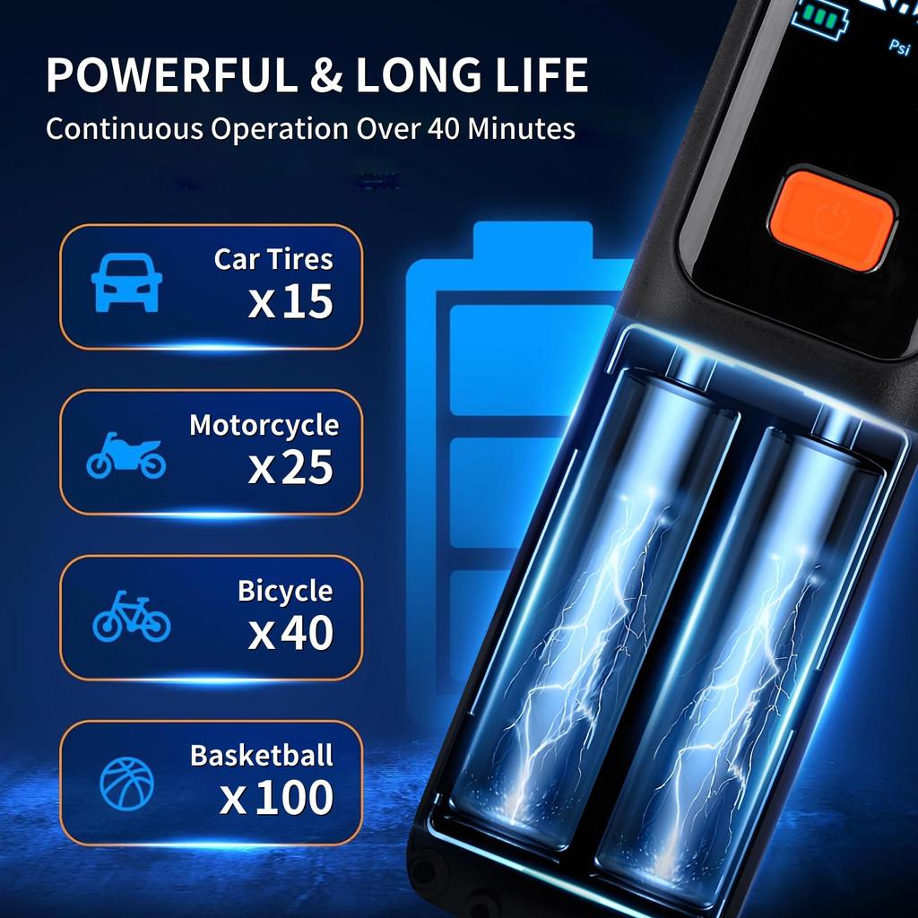 Tire Inflator Portable Compressor, Car Tire With Digital Pressure Gauge, Rechargeable Battery,for Car, SUV, Motorcycle,Ball