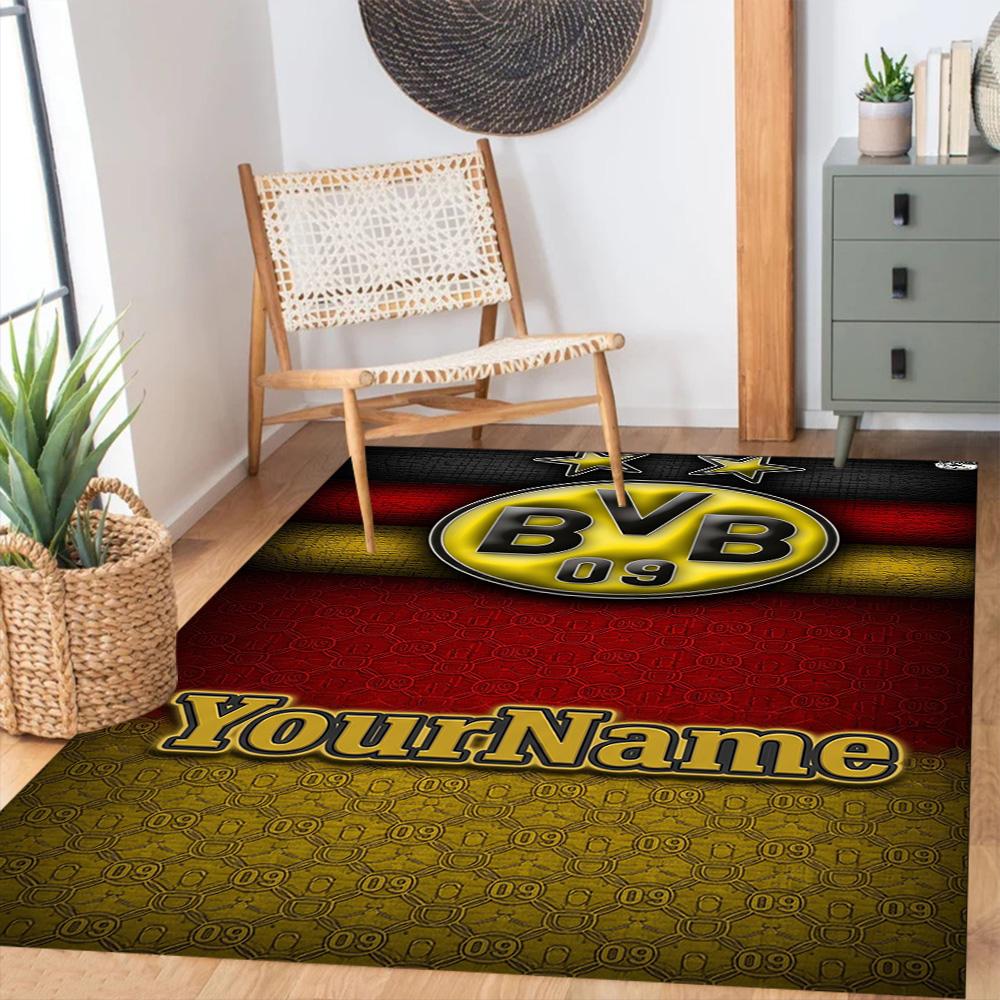 Borussia Dortmund Personalized Name Floor Rug Office Rug Perfect for Hallway Dining Room Dormitory Playrooms Antislip Carpet Decorate Offices