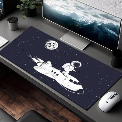 Tapis de souris design astronaute style dessin animé Tapis de bureau Tapis de jeu Bord cousu antidérapant Accessoires de bureau Tapis de souris pour ordinateur de bureau