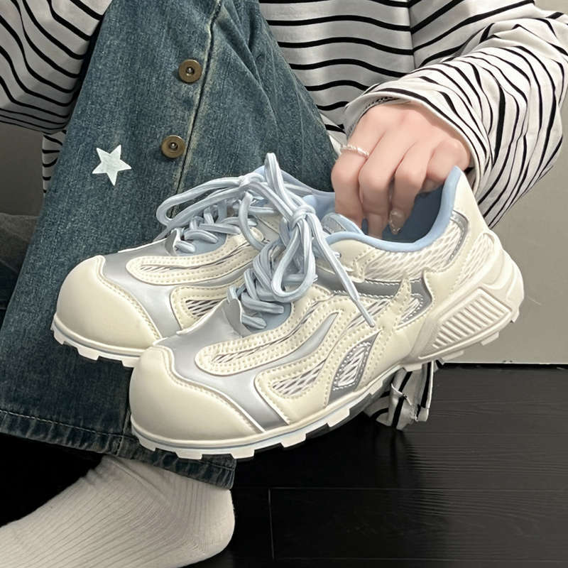 

Disorder Aesthetic Bowling Shoes Forrest Gump Shoes Women s Summer 2025 New Breathable Mesh Casual Daddy Shoes Women 40 синий