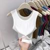 White Cover Double Breasts I-shaped Vest Women's Outer Wear Elastic Thread Inner Top Spring and Summer Basic Sleeveless Suspenders
