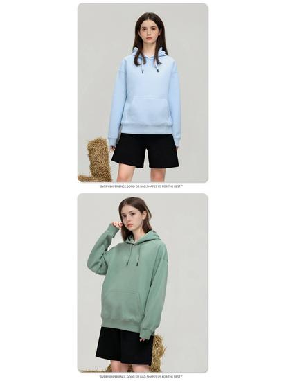 Men's Casual Thick Terry Cloth Hoodie: Heavyweight Pure Cotton Sweatshirt - Loose Fit, Solid Color, American Style for Autumn/Winter.