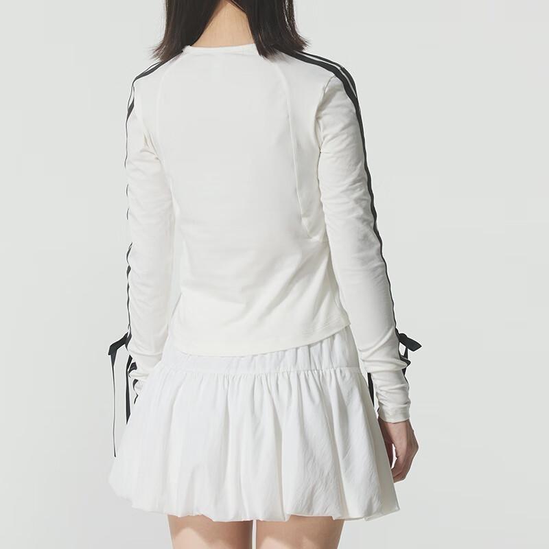 adidas Dance Slim Fit Detachable Bow Round Neck Long Sleeve T-Shirt Women Tops KG3861