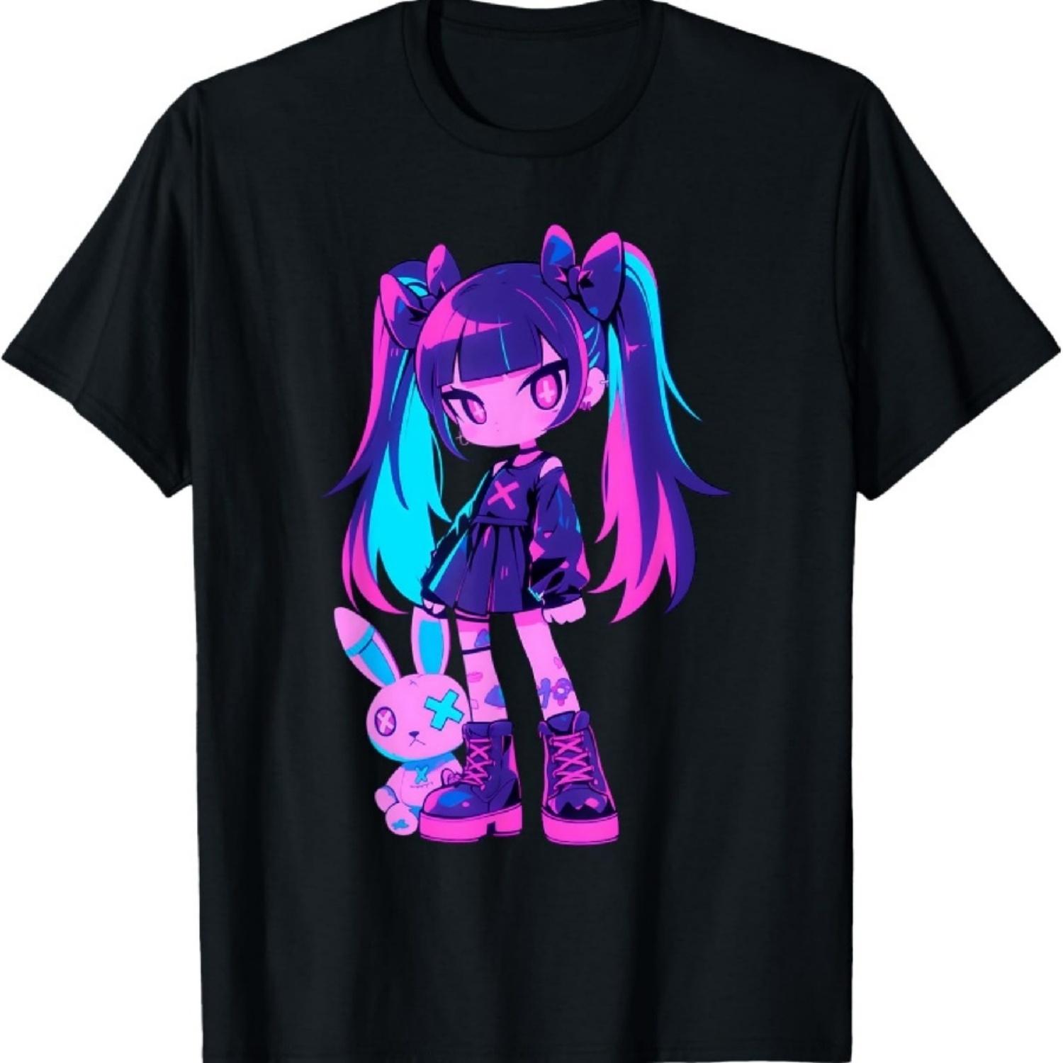 

Cute E-Girl Anime Girl Grunge Goth Bunny Gothic Outfit T-Shirt XXXXXL чорний