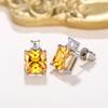 Luxury Princess CZ Stud Earrings for Women Yellow/Pink Cubic Zircon Colored Temperament Ear Piercing Accessories Jewelry