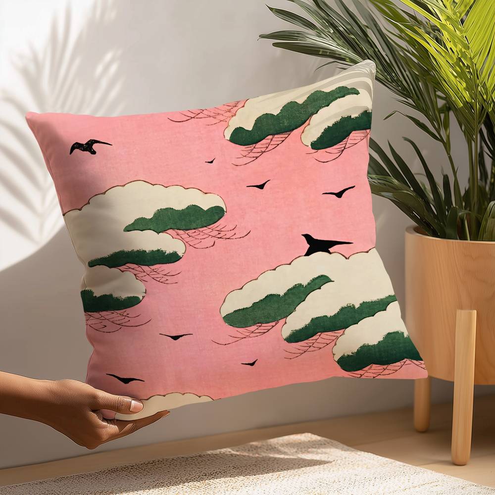 Japanese Artist Exhibition Pillow Case Plush Fabric Soft Pillowcase Double Sided Print Cushion Cover Household Gifts
