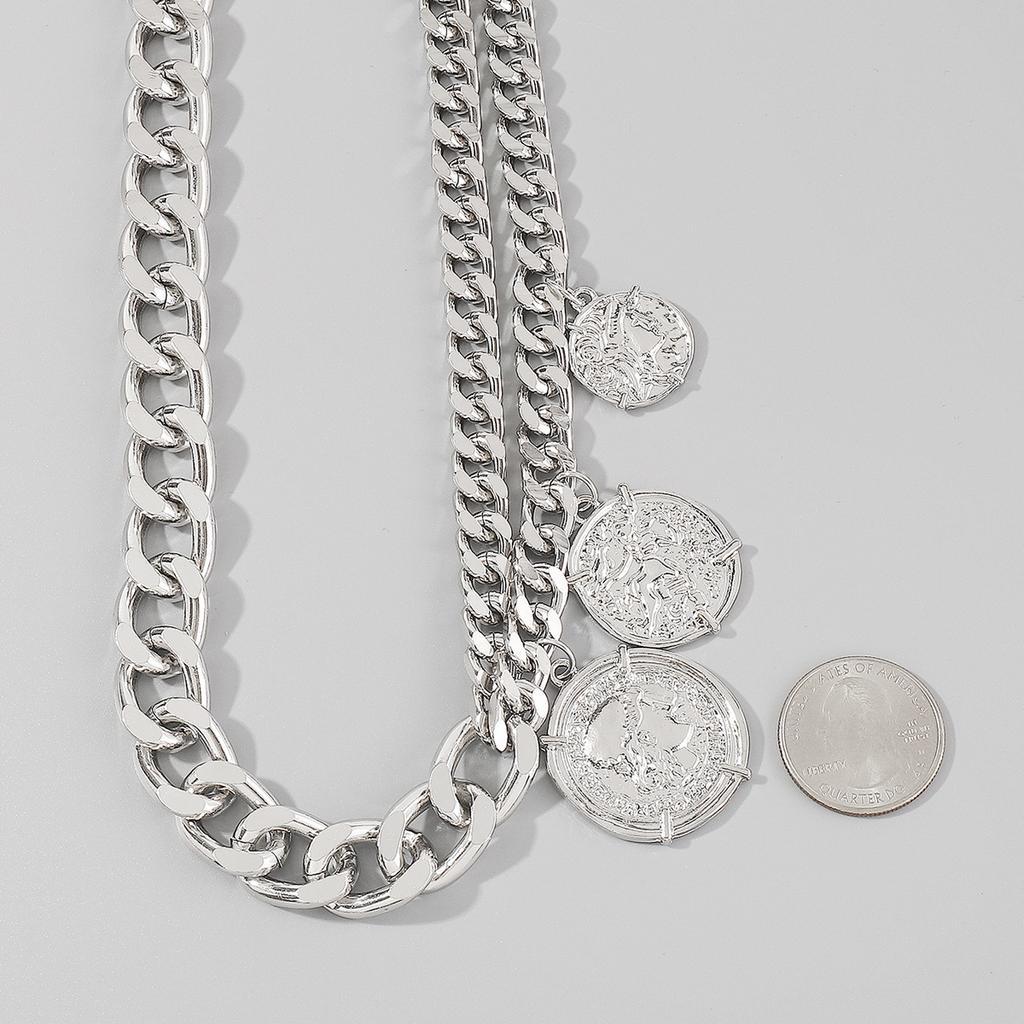 Tooxika Metal Chain Necklace Creative Niche Design Minimalist Round Pendant Chain Necklace