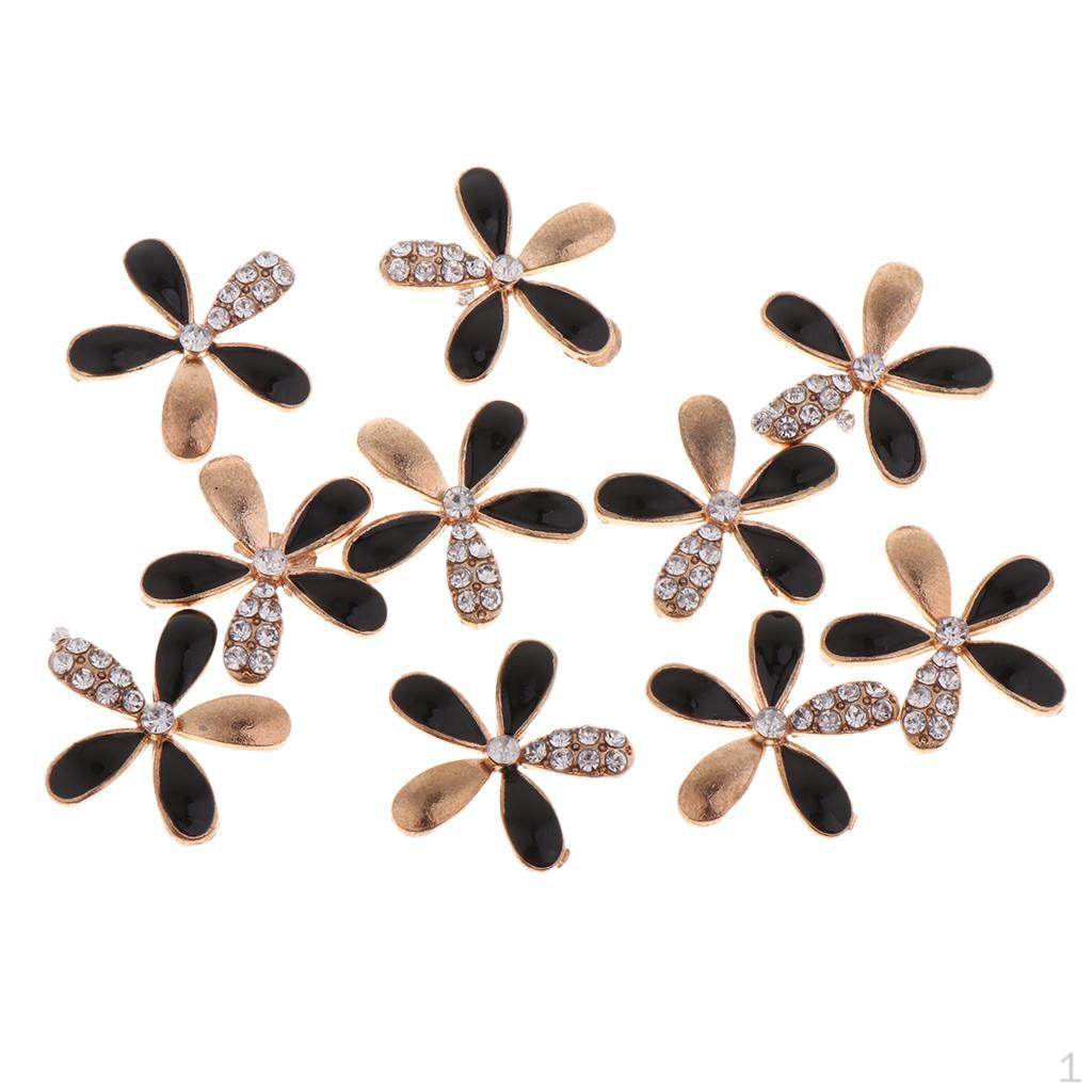 10 Pieces 5 Petals Rhinestone Daisy Flower Button Crystal Flatback for Jewelry Diy –Handcrafts