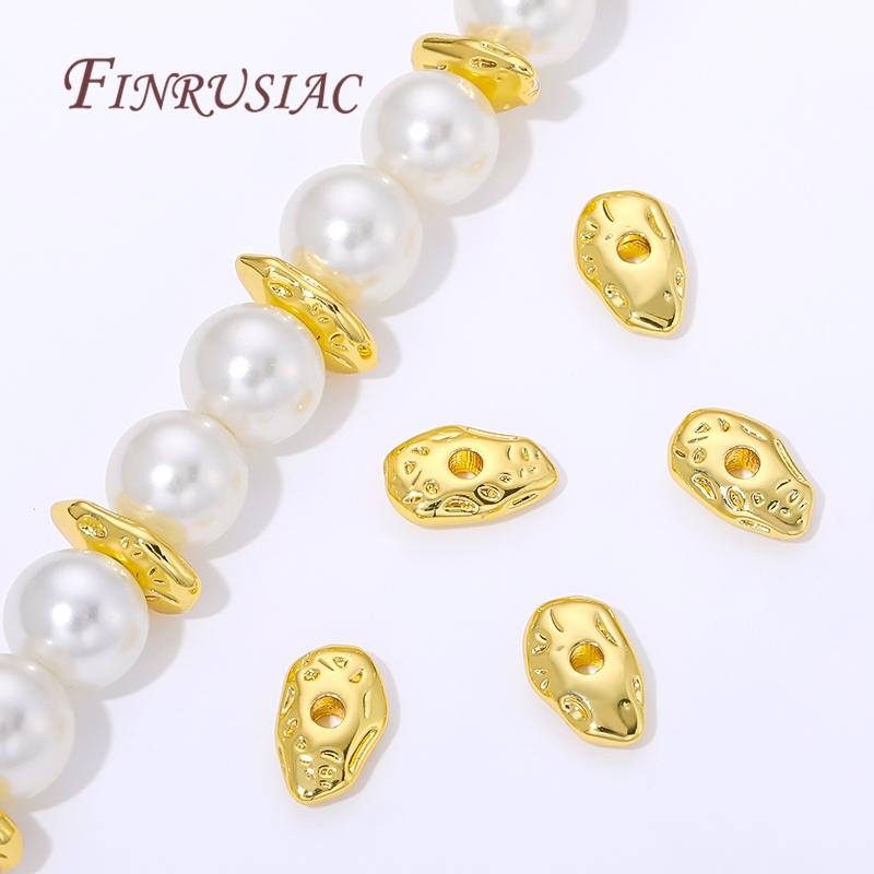 9.4x6mm 18K Gold Plated Irregular Spacer Beads For Jewelry,Metal Separator Beads DIY Bracelets&Necklaces Making Accessories