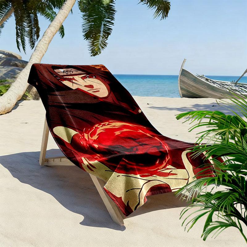 Naruto Anime Uchiha Sasuke Print Beach Towel, Large Soft Quick Dry Towel for Beach Camping Swimming