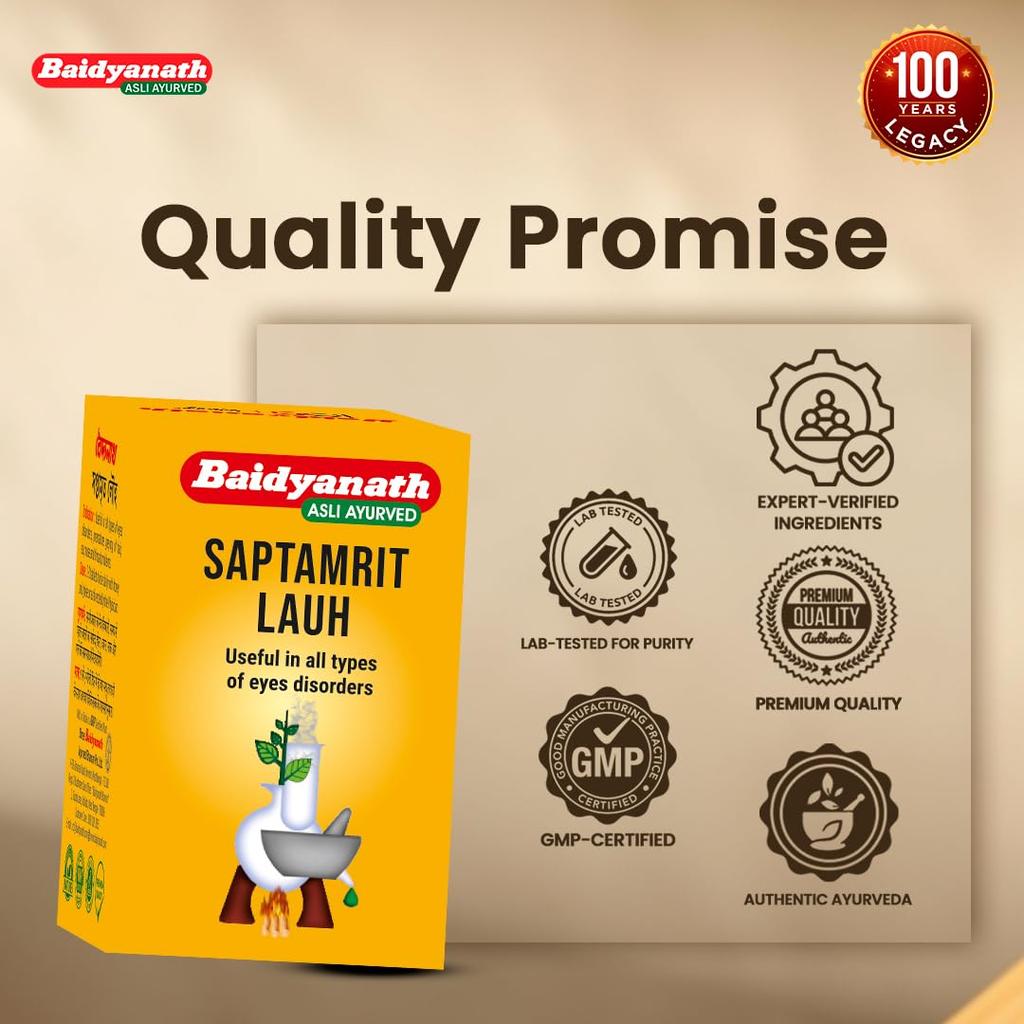 Baidyanath Saptamrit Lauh Ayurvedic Herbal Tablets For Eye Ear Nose Throat Wellness And Hair Pigmentation Support 40 Tablets X Pack Of 3