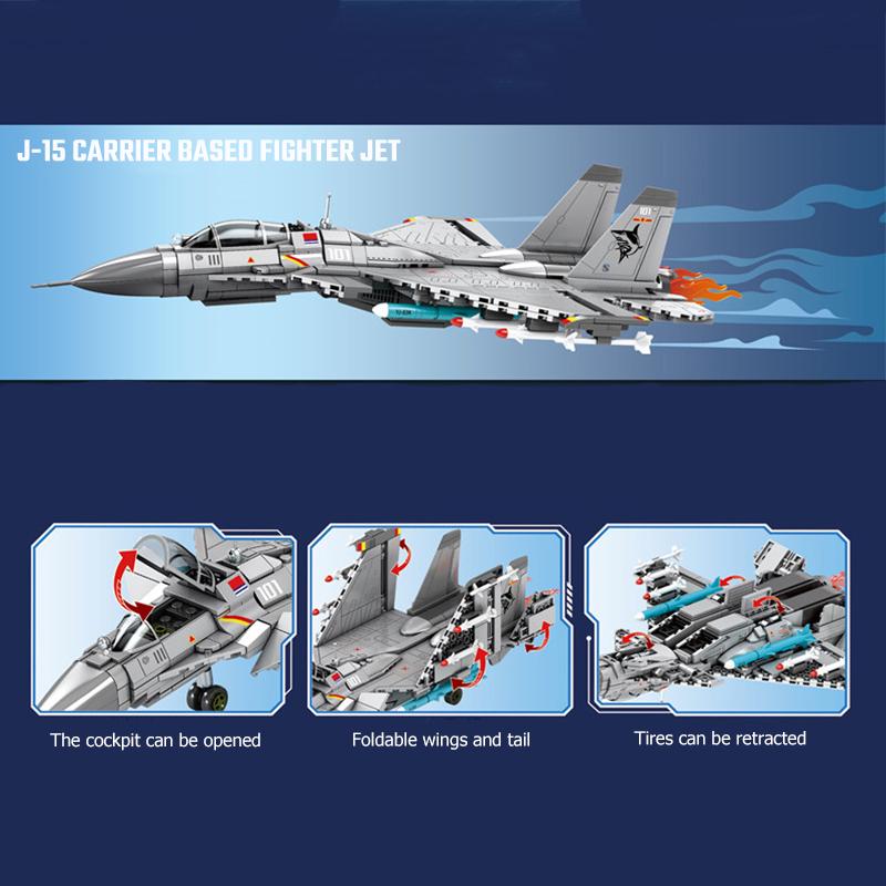 Non-Toxic Sembo Carrier Based Fighter Assemblage Building Blocks Kits Moc Military Aircraft Helicopter Model Bricks Kids Toys Children Gifts