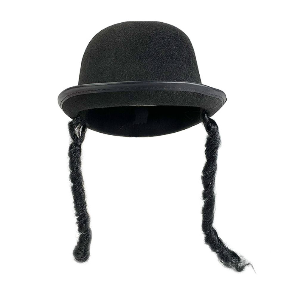 Braided Detail Round Bowler Hat Round Shape Black Party Hat Stylish Braided Top Hat  Unisex Adult