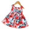 Sommer Neues Mädchen V-Ausschnitt Ärmellos Blume Mode Dreilagiger Kuchen Prinzessinkleid