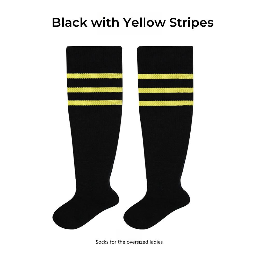

Women S Striped Plus Size Thick Thigh-High Socks Collection Big Girls Acrylic Yarn Stretch Colorful Streaks Leg Warmer Socks No THIGH BELT
