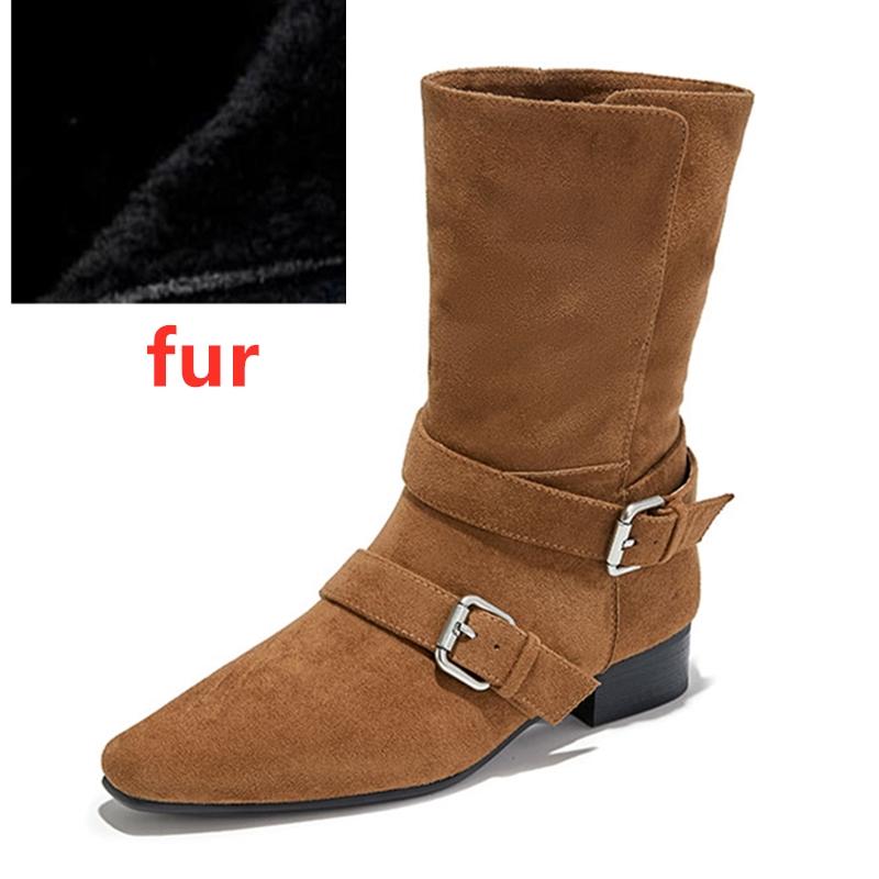 Mode AIYUQI Damen Western Cowboy Stiefel Rutschfest Spitz Zehe Schnalle Damen Motorradstiefel Herbst/Winter Stiefeletten