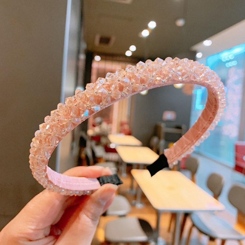 

AWAYTR Solid Color Luxury Rhinestone Headband Women Beads Bezel Hair Hoop Korea Hairband Girls Bride Wedding Hair Accessories