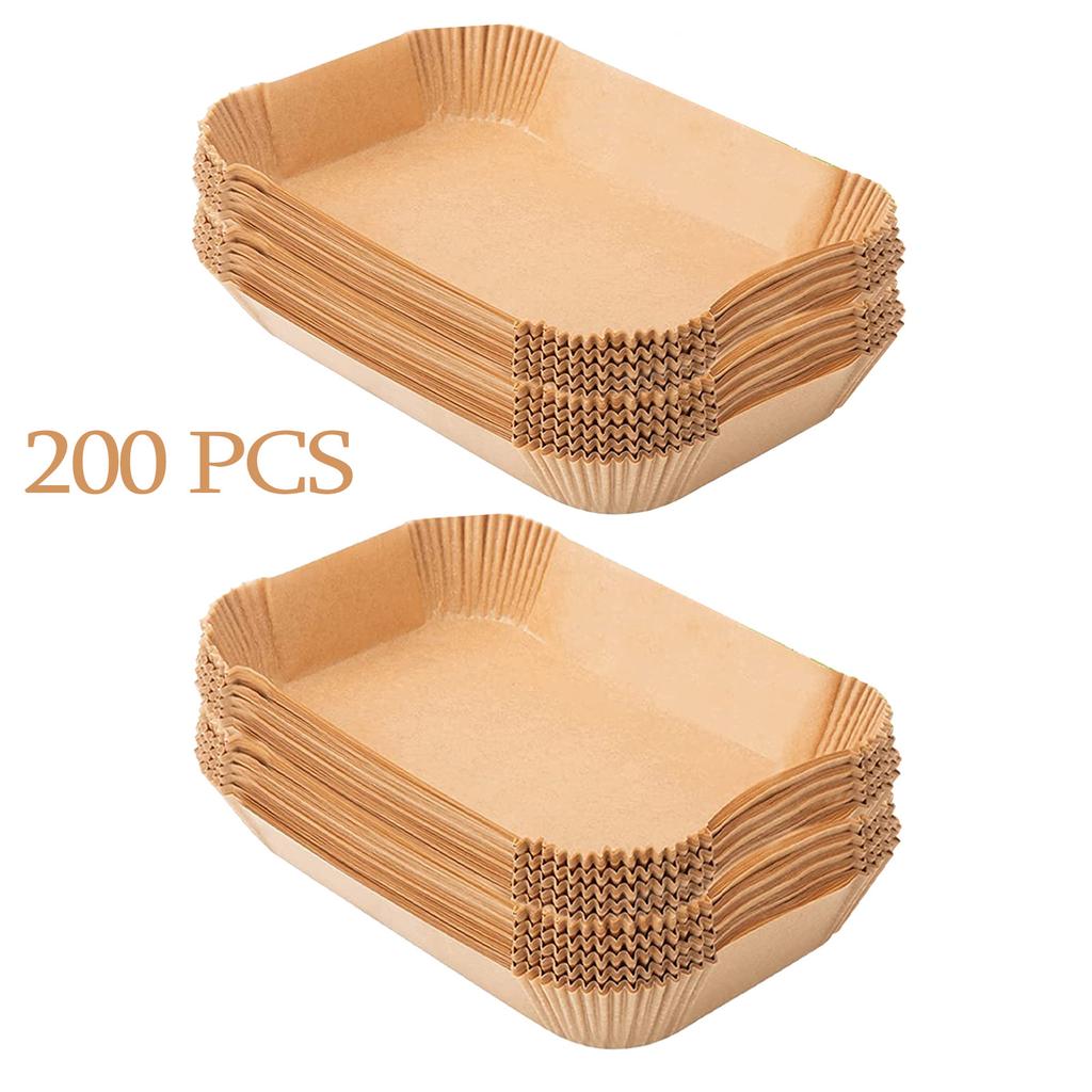 100/200 Stück Heißluftfritteusenpapier Antihaft Quadratische Heißluftfritteusen-Backeinsätze Ölfest Ofenmatte Backwerkzeuge für Ninja Foodi DualZone Korb