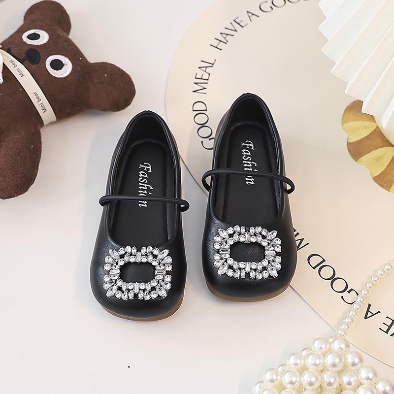 Women's French-Style Square Toe Ballet Flats, Rhinestone Slip-Ons for Spring/Summer 2025, Soft Sole Skirt Shoes