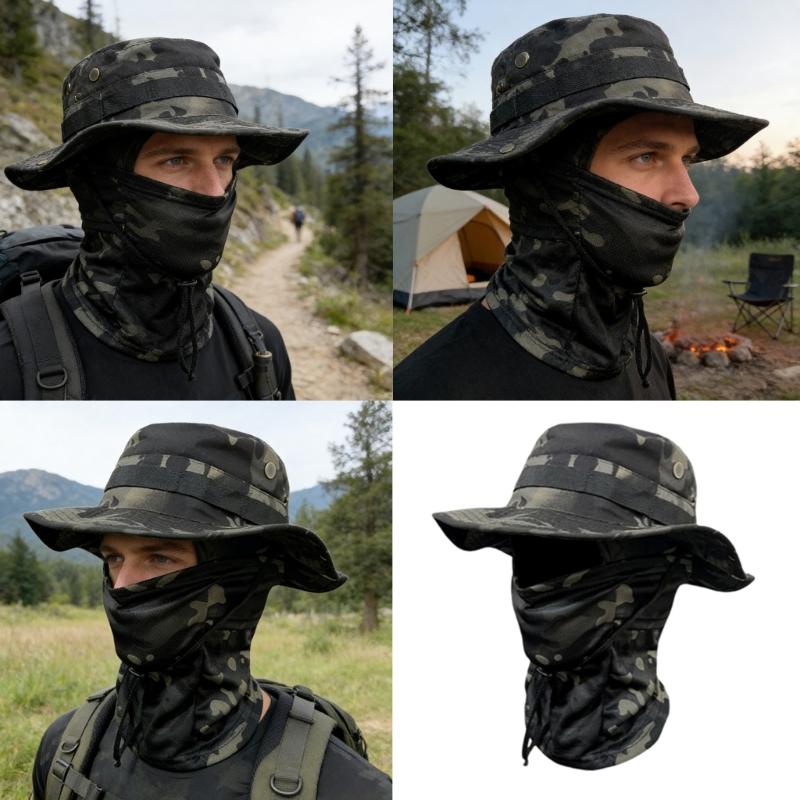 Multipurpose Unisex Sun Hat Boonie Hat Mask With Full Coveraged Against Harsh Weather During Long Excursions