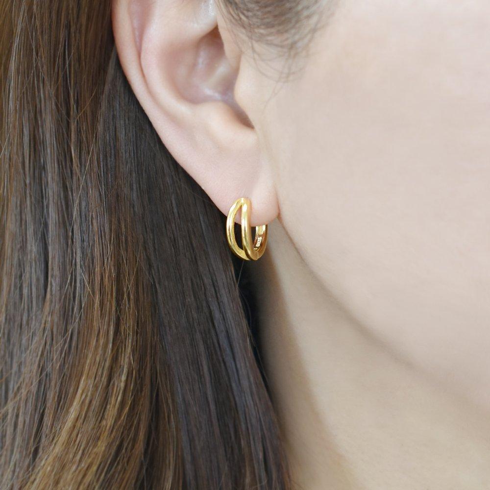 Double Row Silver Hoops Earrings