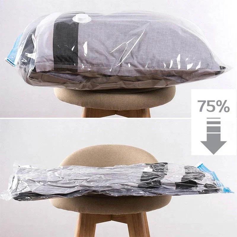 Vacuum Storage Bags Set with Hand Pump for Clothes Travel Organizer Large Capacity Plastic Compression Bags