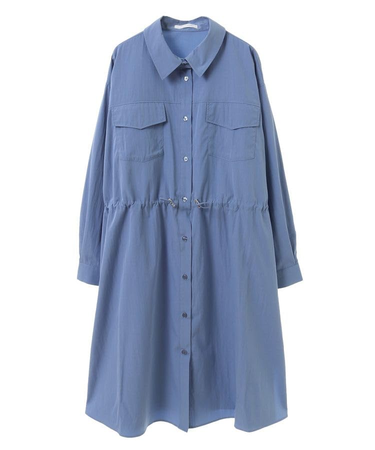

Casual Midi Length Military Shirt Blue [Green Parks] Dress, Dress, Women s, синій