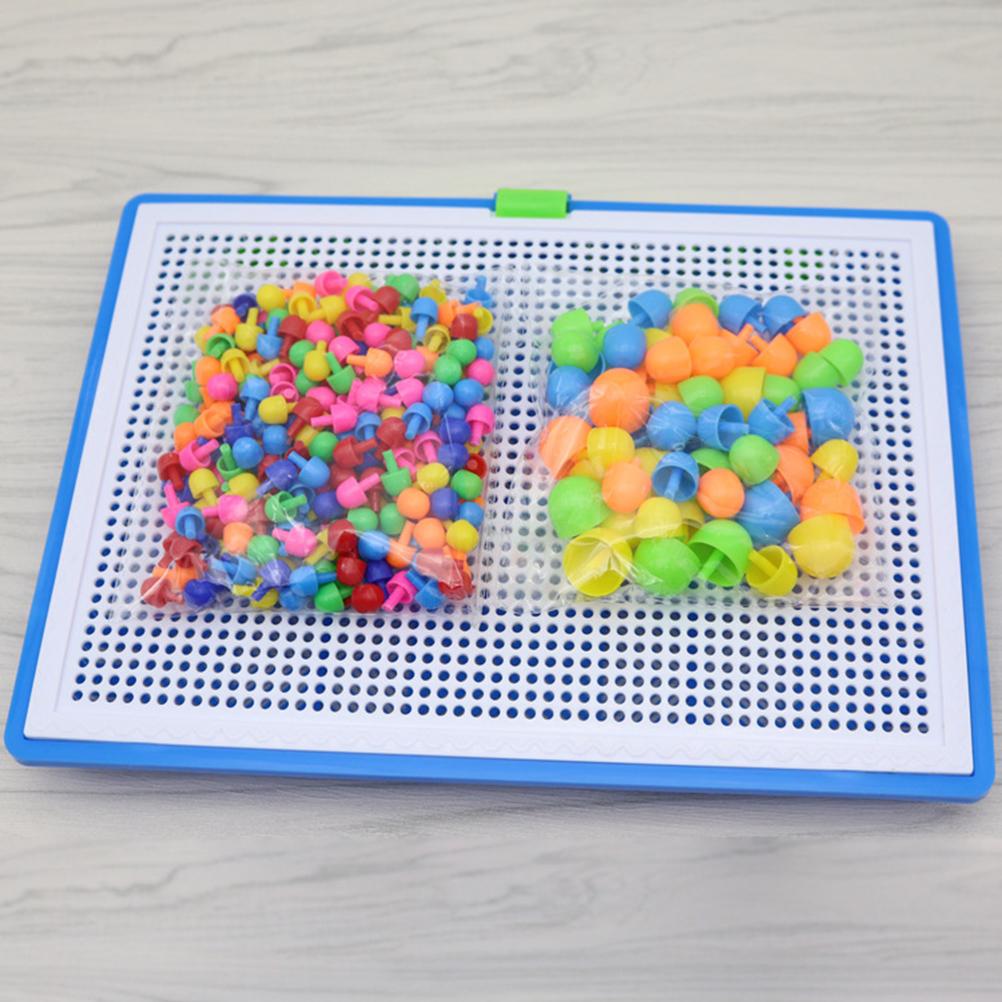 296PCS Colorful Mushroom Nails Pegboard Puzzle Set 3D Mosaic Jigsaw Game Building Blocks DIY Toys