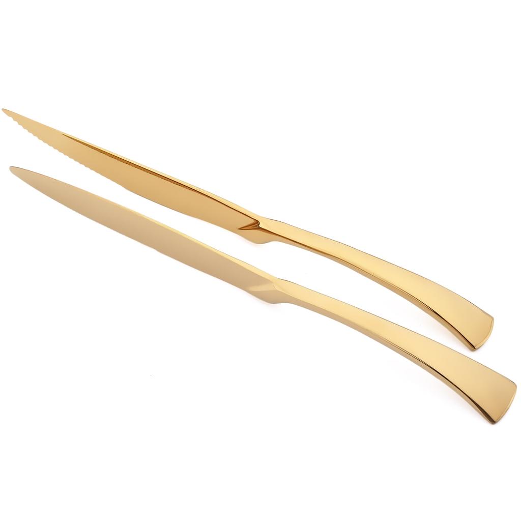 7Pcs Gold Dinnerware Set High Quality Stainless Steel Cutlery Set Knife Fork Tea Spoon Tableware Set Home Kitchen Dinner Silverware Set