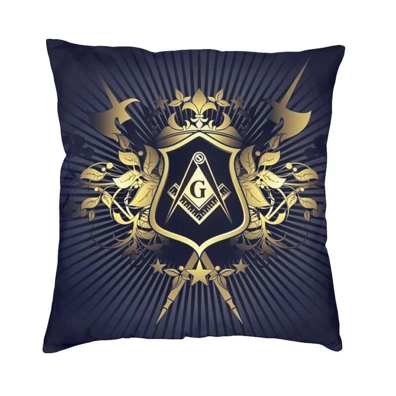 Square Compass And Checkers Pillow Covers Decoration Modern Masonic Freemason Cushion Decoration Salon Square Pillowcase