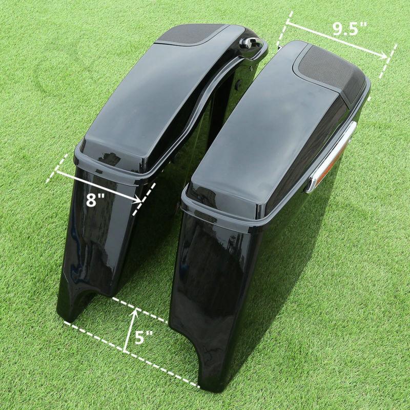 Motorcycle 5" Stretched Extended Saddlebags Speaker Grill For Harley Touring Road King Road Glide Street Glide 2014-2025