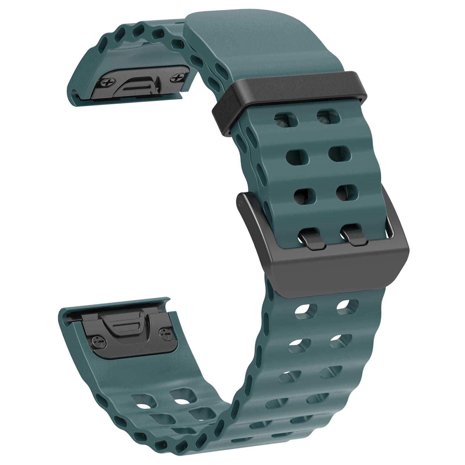 

26mm Silicone Strap for Garmin Fenix 8 51mm/Enduro 3/Enduro 2 Quick Release Ocean Watch Band Dark Green